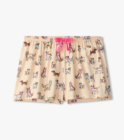 Women's Cute Pups Polyknit Pajama Shorts