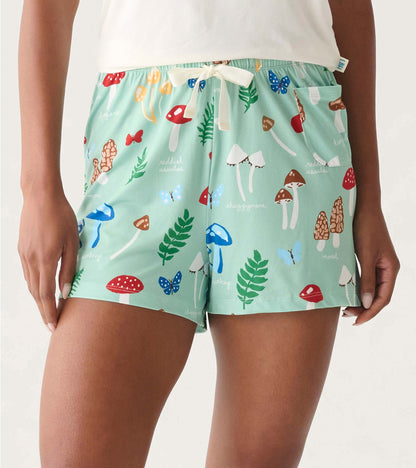 Women's Mushrooms Polyknit Pajama Shorts