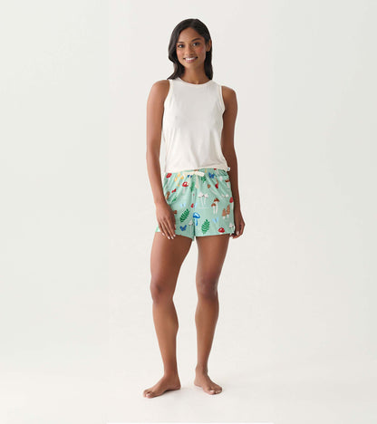 Women's Mushrooms Polyknit Pajama Shorts