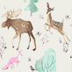 View Women's Forest Animals Cotton Pajama Shorts - Pattern of deer, rabbits, birds, leaves, and flowers on a light background
