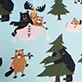 View Life in the Wild Women's Cotton Sleep Shorts - Illustrated animals in winter clothing near evergreen trees on a snowy background