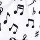 View Musical Notes Women's Cotton Sleep Shorts - Black musical notes and staff symbols pattern on a white background