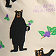 View Hucklebeary Women's Cotton Sleep Shorts - Black bear in overalls beside colorful butterflies and a small cat; faint text at top reads "I'LL ALWAYS LOVE YOU