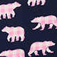 View Mama Bear Women's Cotton Sleep Shorts - Pattern of pink striped bears on a dark background