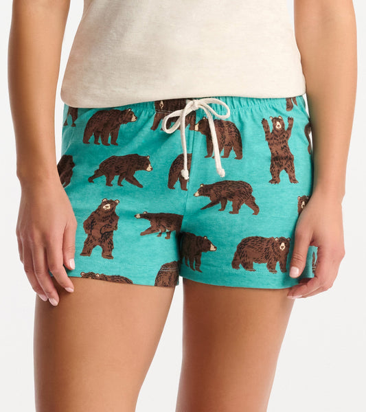 Women's Brown Bears Cotton Pajama Shorts