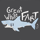 View Great White Fart Men's Boxer Briefs - Gray silhouette of the United States with white handwritten text reading "Great White Part" and a small fish hook icon