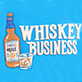 View Whiskey Business Men's Boxer Briefs - Cartoon whiskey bottle and glass with ice beside white text reading "WHISKEY BUSINESS" on a blue background