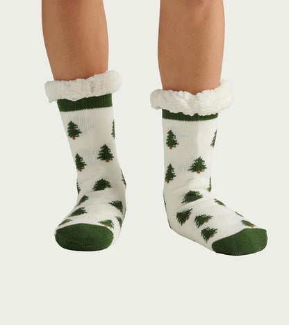 Forest Trees Women's Sherpa Lined Cabin Sock