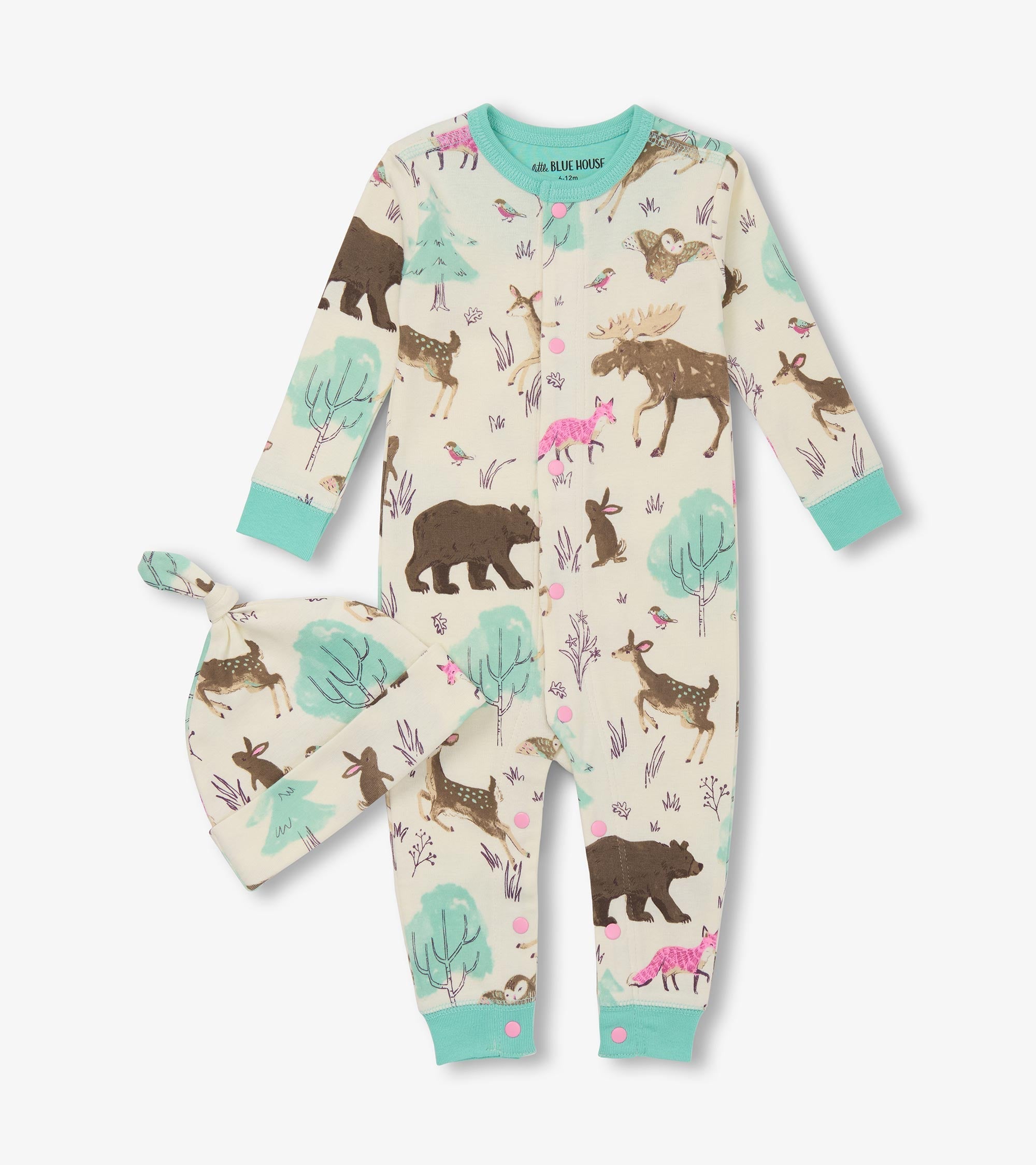 Baby Girls Forest Animals Sleeper & Hat