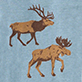 View Baby Northern Wilderness Sleeper & Hat - Two brown deer with antlers on a blue textured background