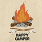 View Baby Retro Camping Bodysuit With Hat - Campfire above crossed logs with the words HAPPY CAMPER
