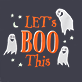 View Baby Let's Boo This Bodysuit with Hat Dark gray swatch with orange text, small white ghosts, and stars