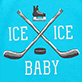View Baby Blue Hockey Night Bodysuit with Hat Baby blue swatch with crossed hockey sticks, skates, and white text