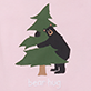 View Life in the Wild Pink Bodysuit with Hat - Bear hugging a pine tree illustration with text "bear hug