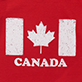 View Canada Baby Bodysuit & Hat - Red design with a white maple leaf between two vertical white bars and the word CANADA