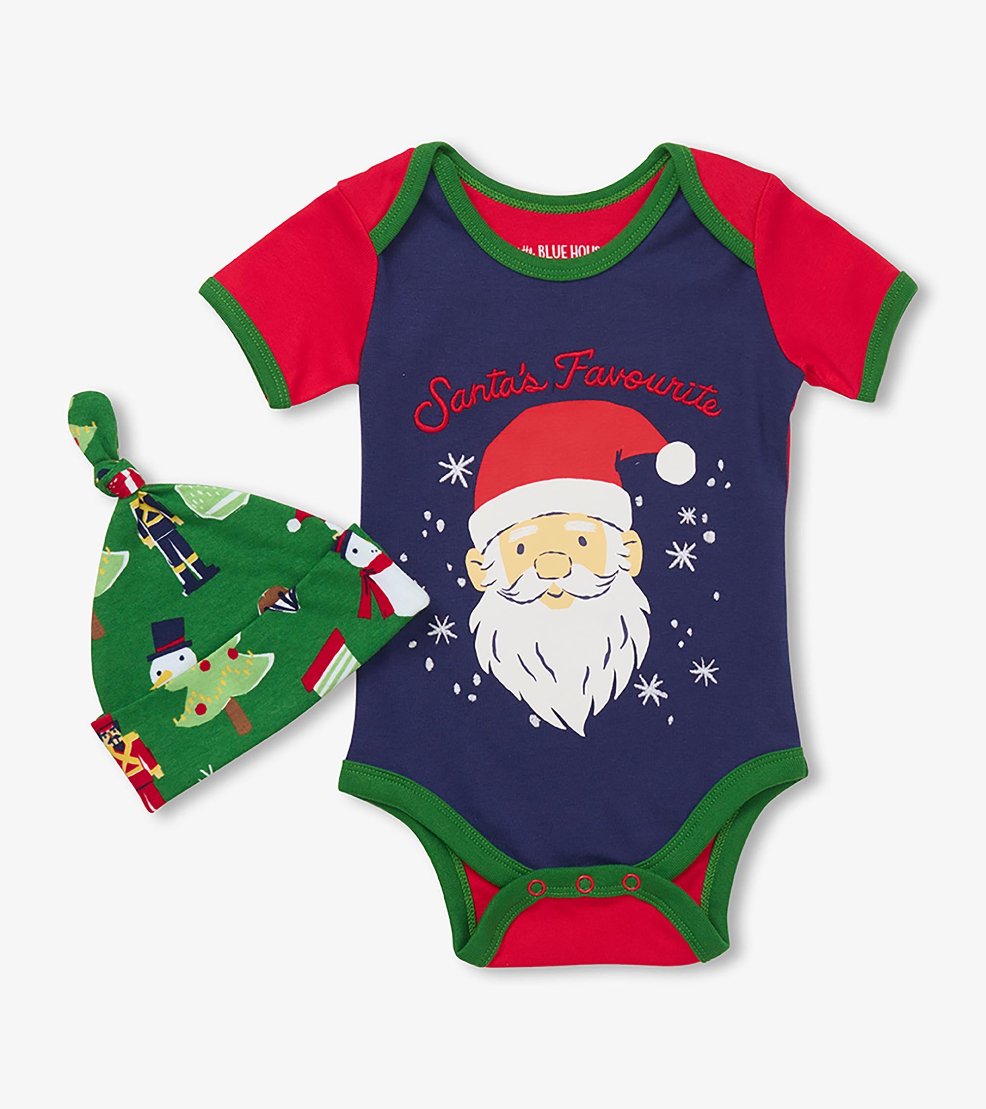 Baby Santas Favourite Bodysuit with Hat