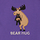 View Baby Girls Moose Bear Hug Bodysuit & Hat - Cartoon bear wearing a moose antler hat with text "BEAR HUG" on a purple background