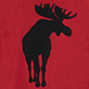 View Moose on Red Baby Bodysuit with Hat - Black moose silhouette on a red textured background