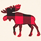 View Plaid Moose Baby Bodysuit with Hat - Red and pink moose silhouette with dark antlers and legs