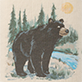 View Bear Reusable Swedish Dish Cloth - Illustration of a black bear in a snowy forest with a pale moon
