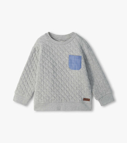 Boys Athletic Grey Quilted Pullover