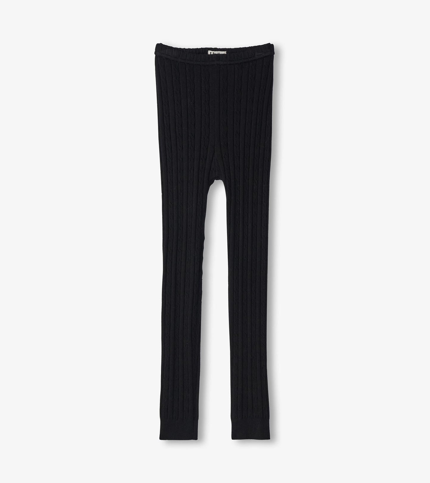 Girls Black Cable Knit Leggings