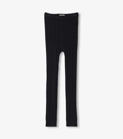 Girls Black Cable Knit Leggings