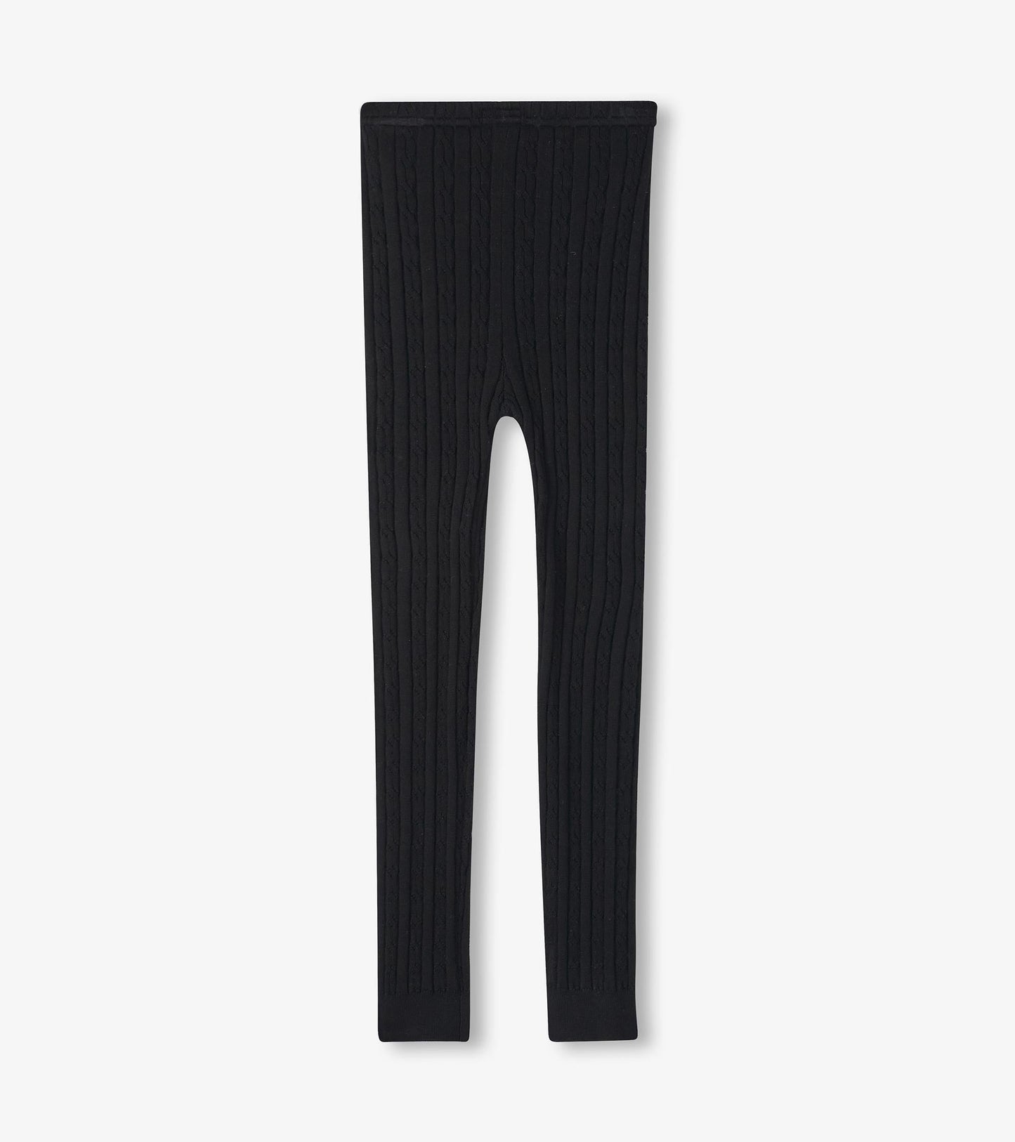 Girls Black Cable Knit Leggings