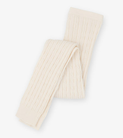 Girls Cream Cable Knit Tights