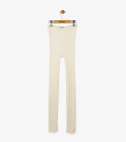 Girls Cream Cable Knit Tights