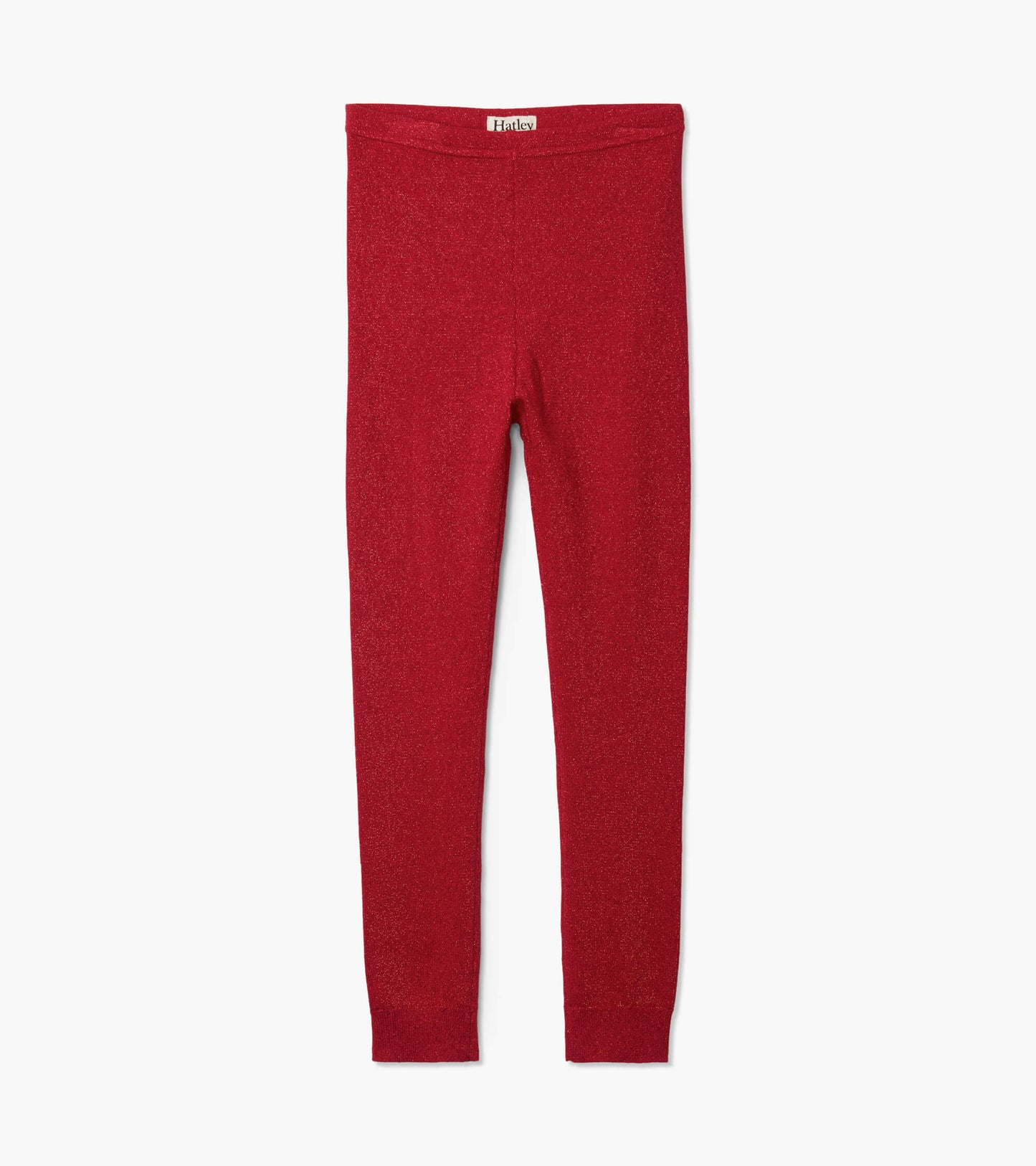 Girls Red Shimmer Knit Leggings