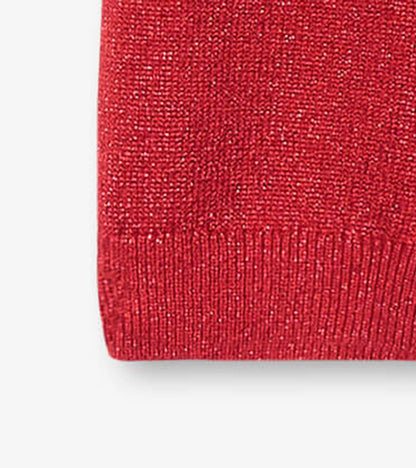 Red shimmer cable knit leggings with a soft texture, suitable for babies aged 0-24 months.