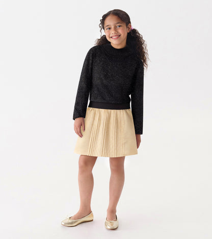 Girls Black Glitter Turtleneck