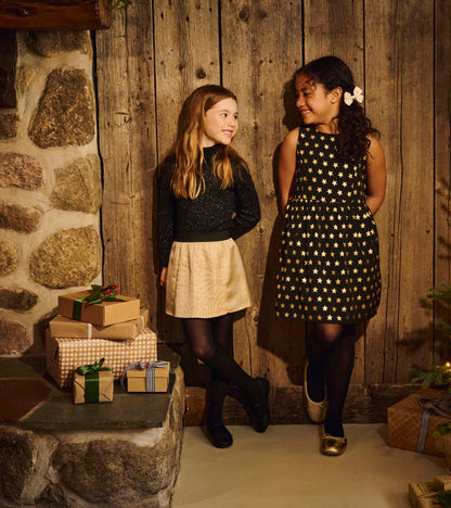 Girls Black Glitter Turtleneck