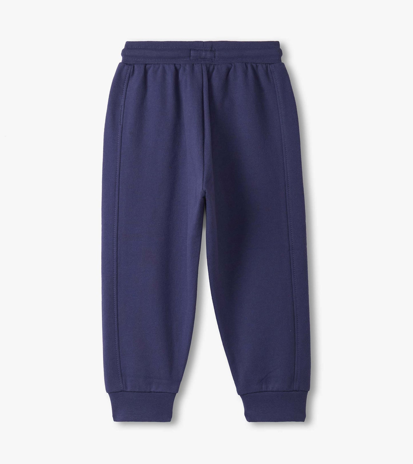 Patriot blue track pants for baby and toddler boys, featuring an elastic waistband and cuffed ankles.