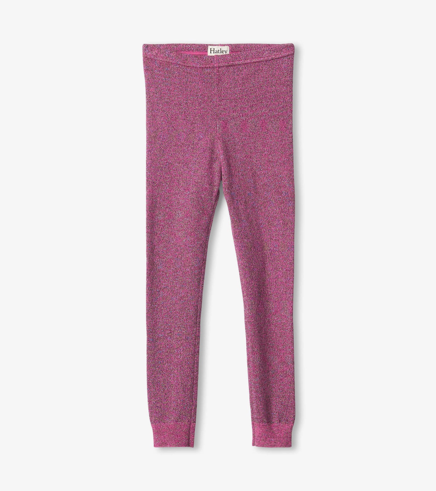 Girls Pink Glitter Knit Leggings