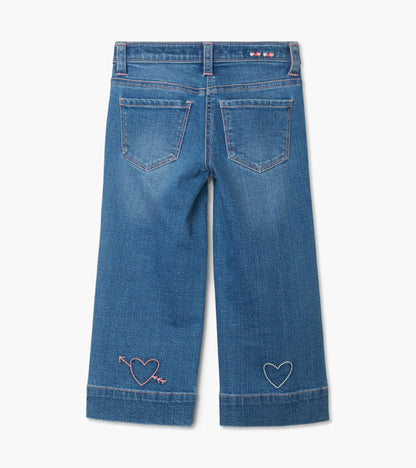 Girls Stretch Denim Wide Leg Pants