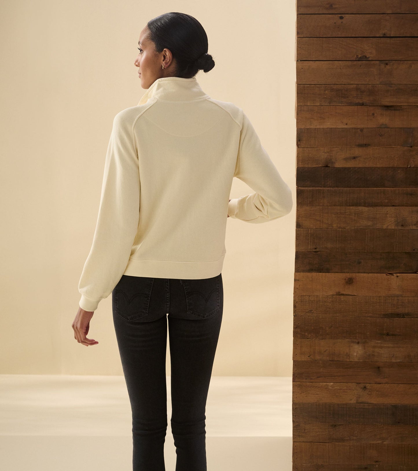 Mock Neck Pullover - Almond Beige