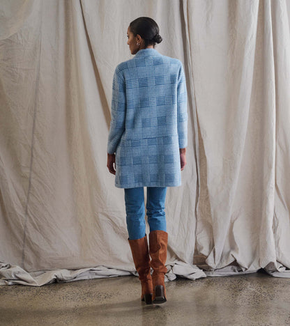 Open Front Jacket - Blue Check