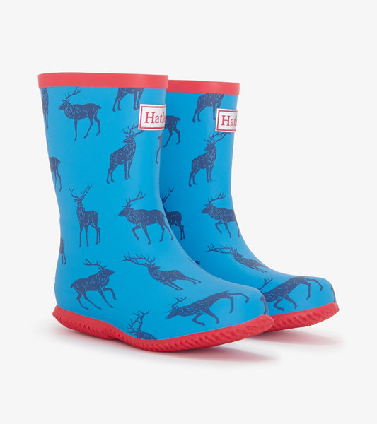 Boys Blue Elks Packable Rain Boots