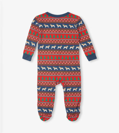 Baby Bulldog Fair Isle Bamboo Footed Sleeper