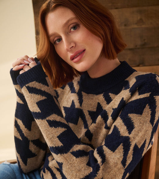 Carmi Pullover - Large Houndstooth