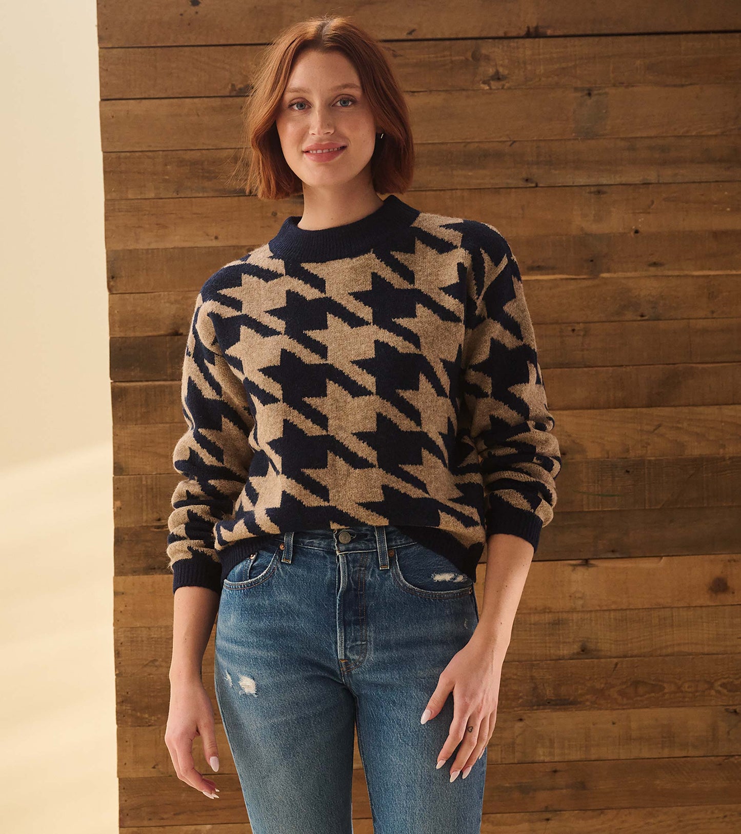 Carmi Pullover - Large Houndstooth