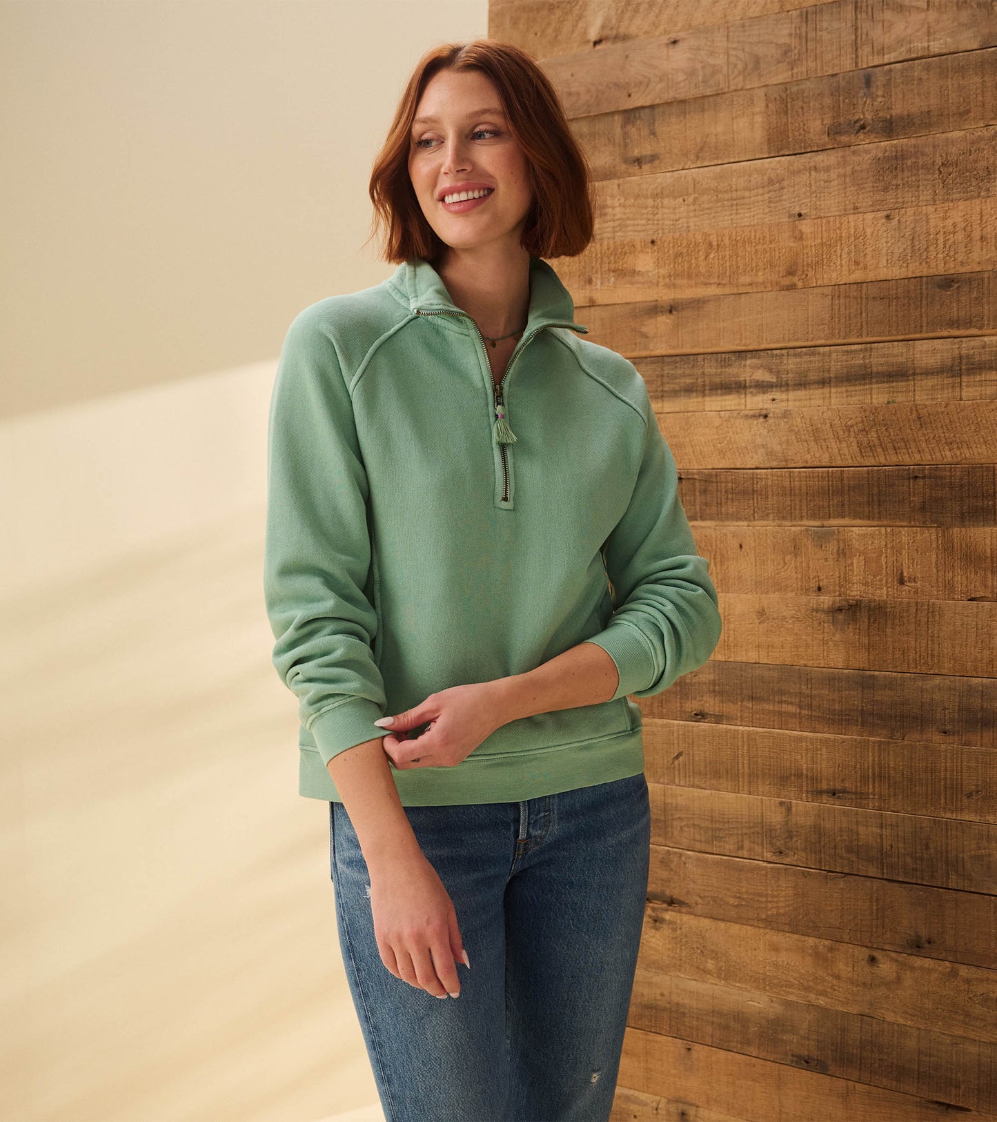 Mock Neck Pullover - Sage Green