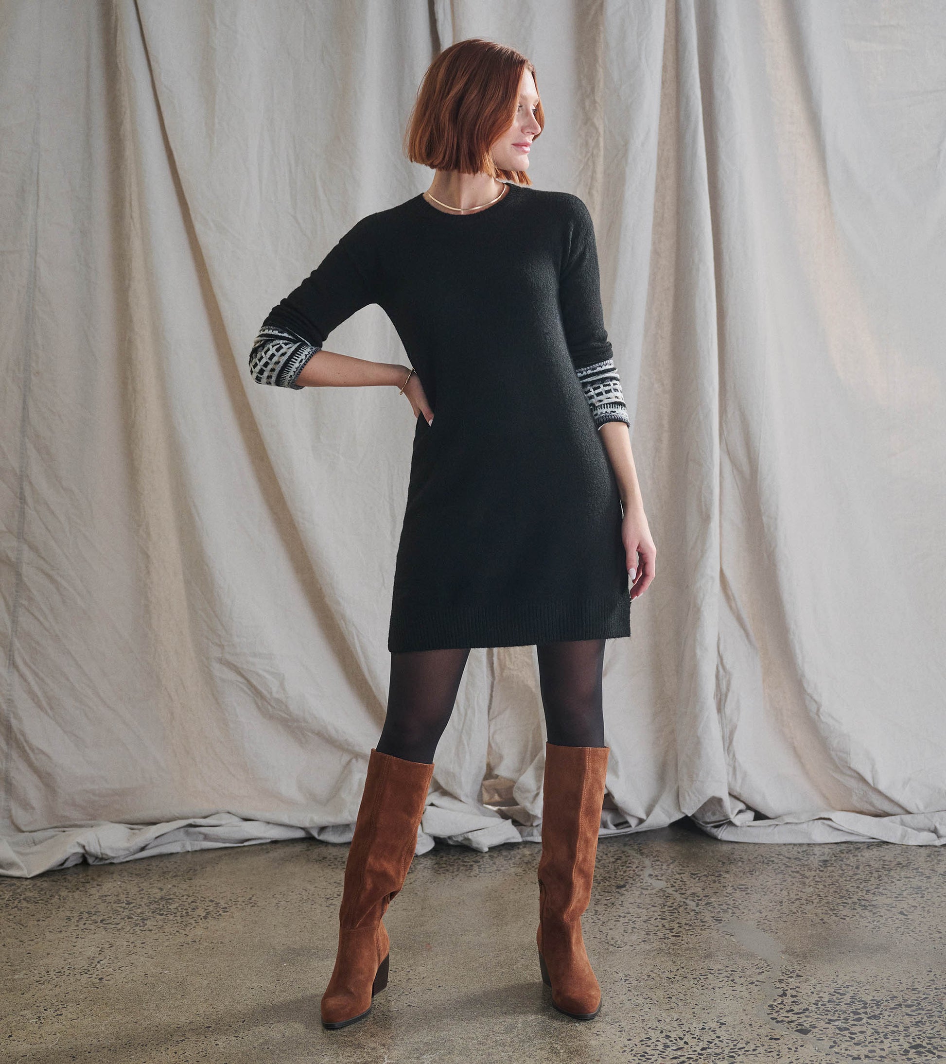 sweater dress boots tights Sadie Sweater Dress