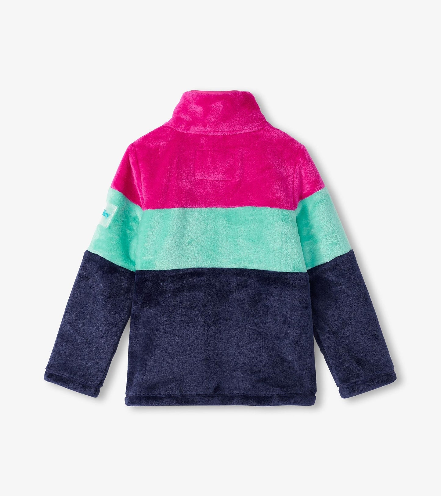 Girls Colourblock Stripes Fuzzy Fleece Zip-Up Jacket