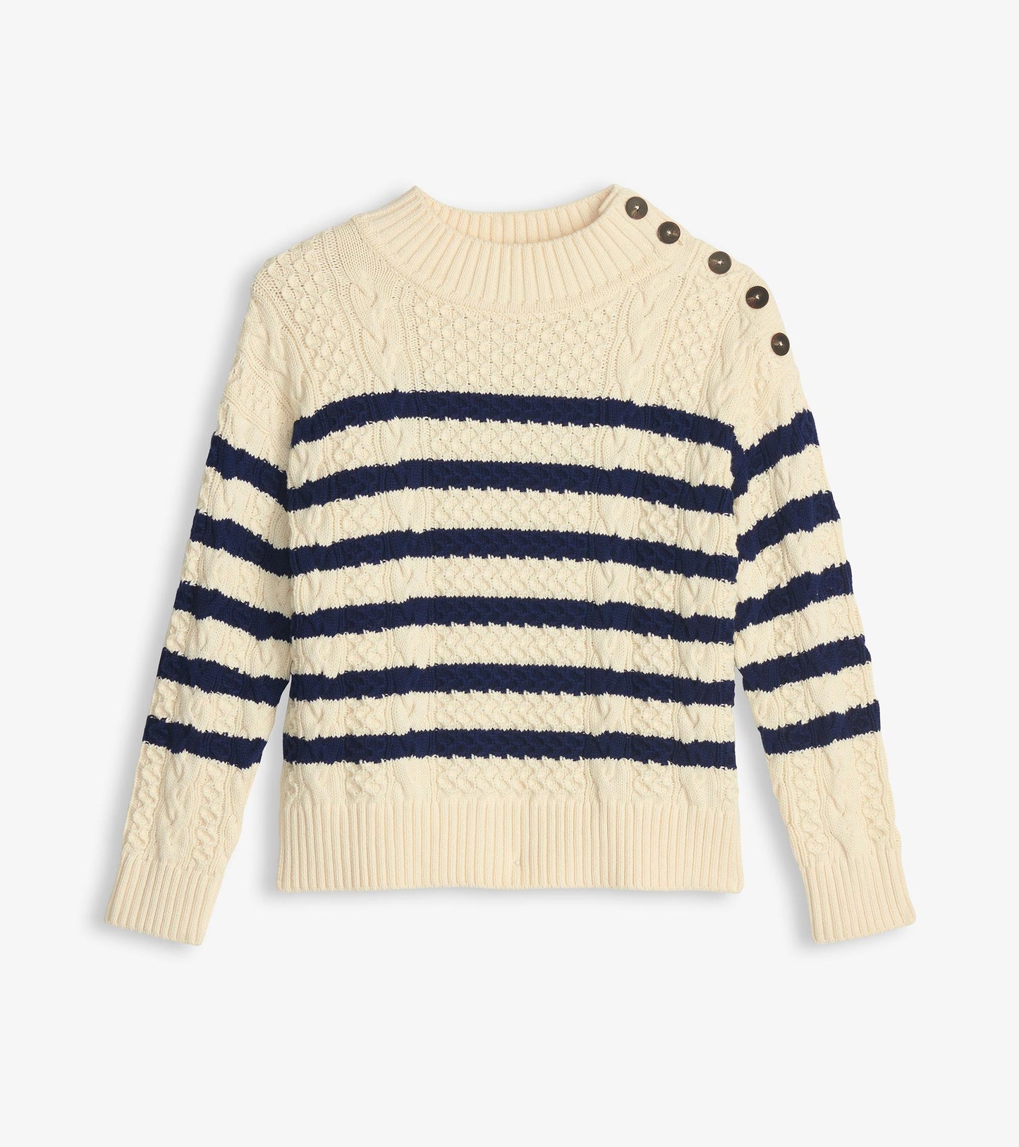 Button Neck Sweater - French Stripe