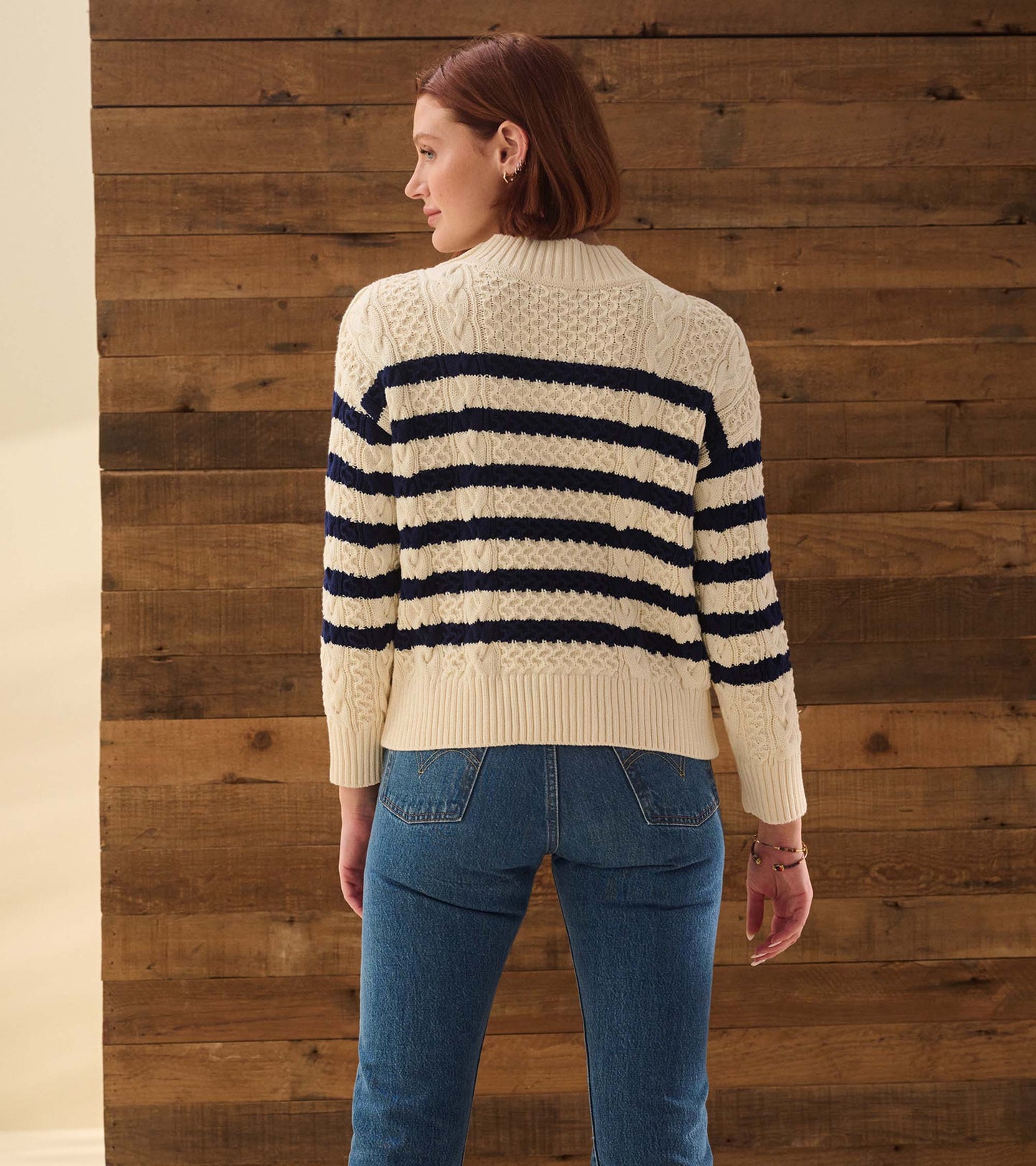 Button Neck Sweater - French Stripe