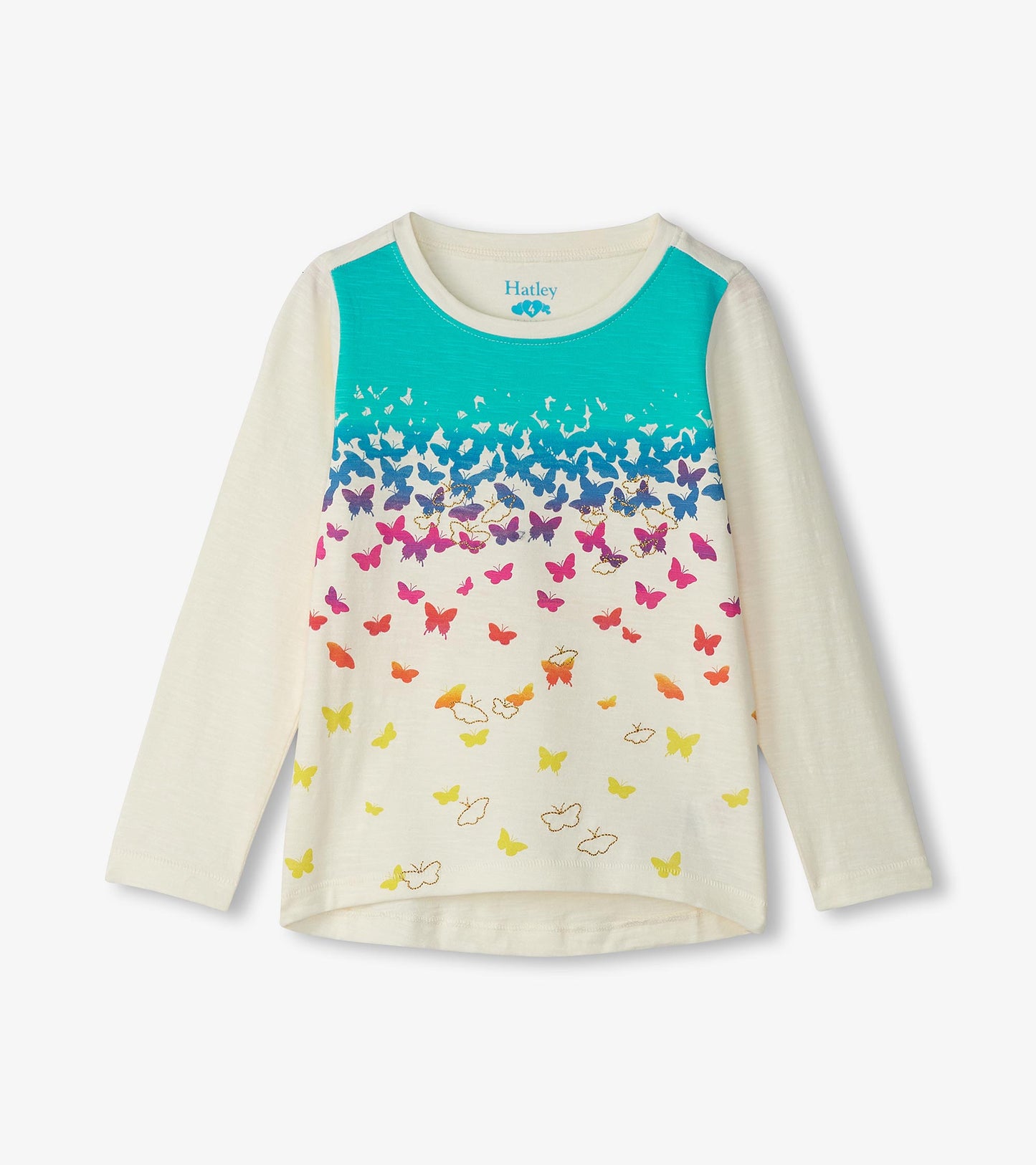 Girls Falling Butterflies Long Sleeve Graphic Tee