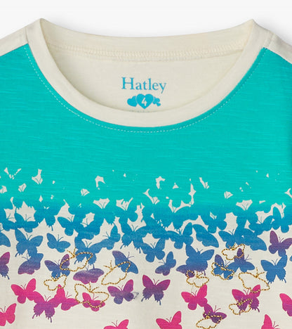 Girls Falling Butterflies Long Sleeve Graphic Tee